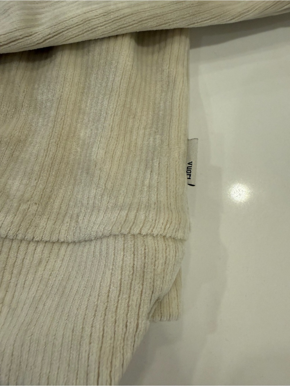 Vuori Haven Hoodie in Bone Cream Crewneck Hoodie Pullover Ribbed Velour - Picture 5 of 12
